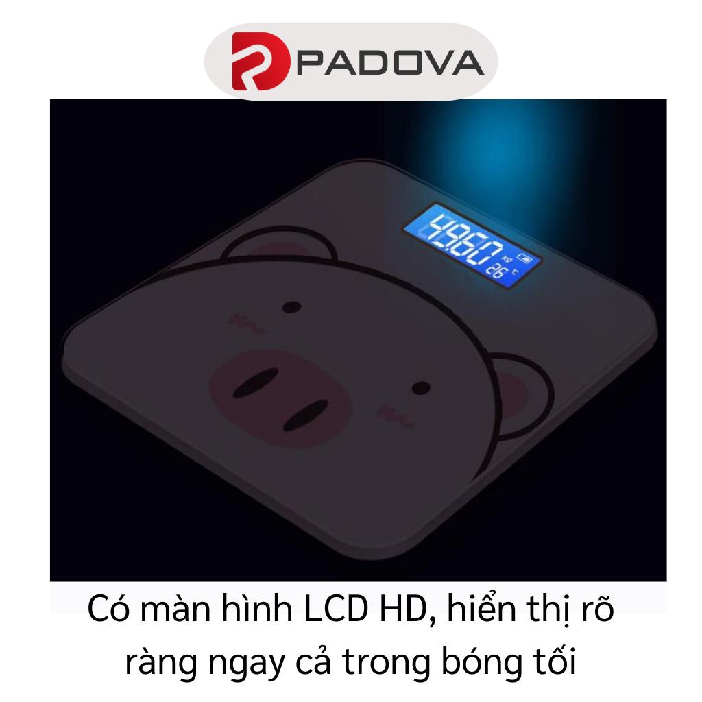 Cân Sức Khỏe Điện Tử Cảm Biến Mặt Kính Cường Lực Hình Chú Heo PADOVA 9285