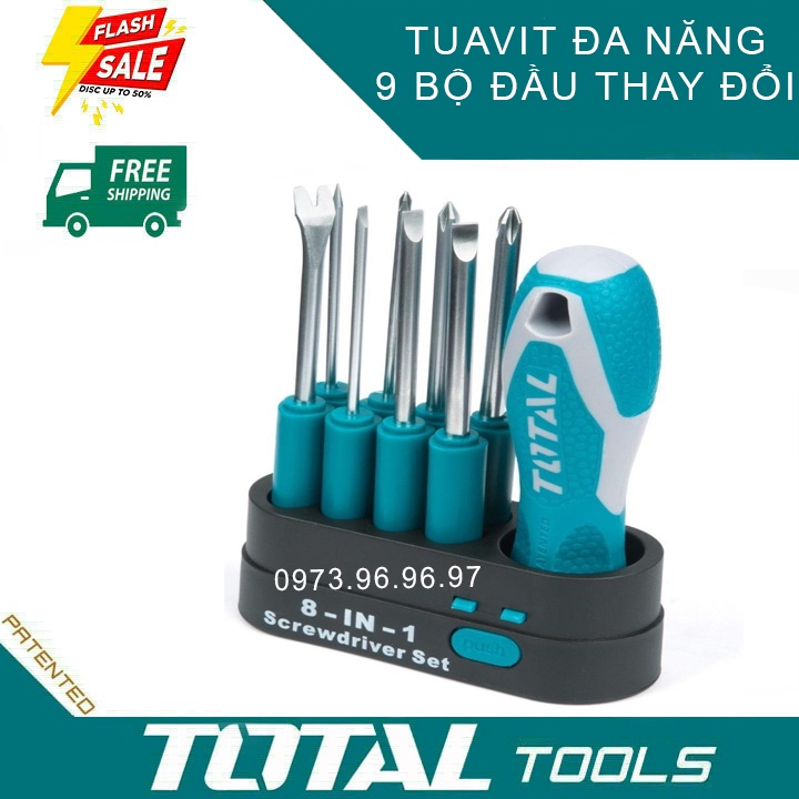 Tua vít đa năng 9 bộ đầu vít thay đổi, sửa chửa mạch vi tính các linh kiện ốc nhỏ tỉ mỉ - Sản phẩm chính hãng THT250906