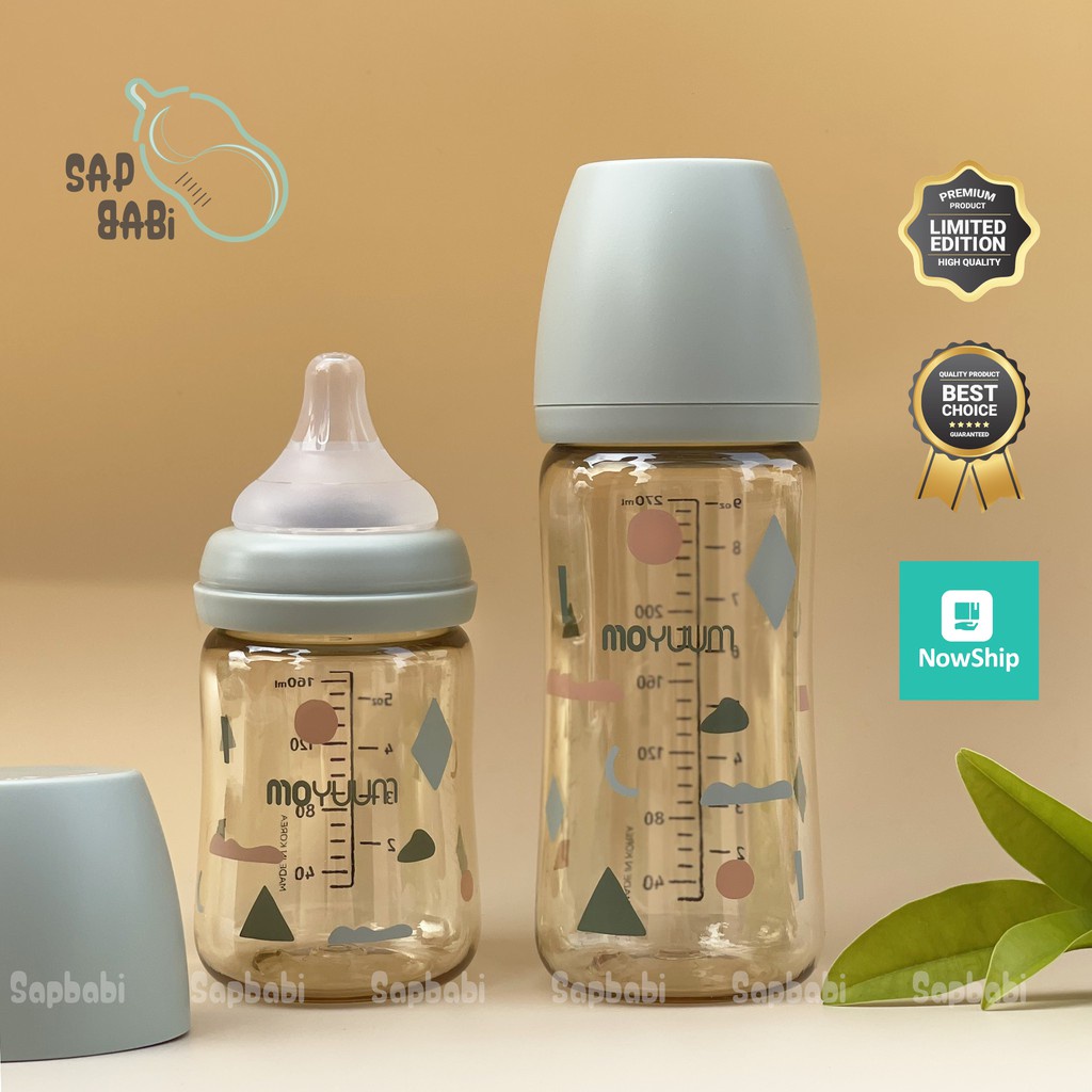 Bình sữa Moyuum nội địa Hàn Quốc chính hãng bản hoạ tiết, Moyuum Mây Cloud dung tích 170ml/ 270ml