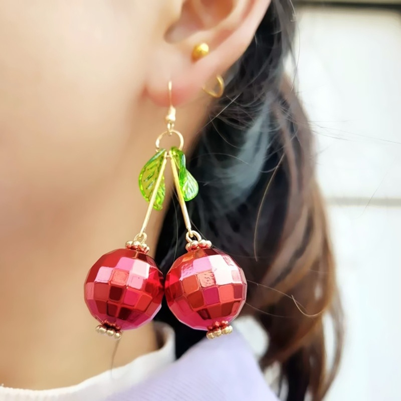 San * Bông Tai Hình Trái Cherry Handmade Phù Hợp Với Thanh Thiếu Niên Và Nữ