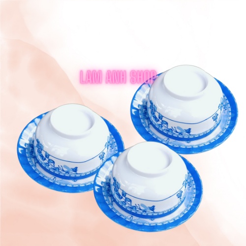 Chén dĩa bông xanh melamine