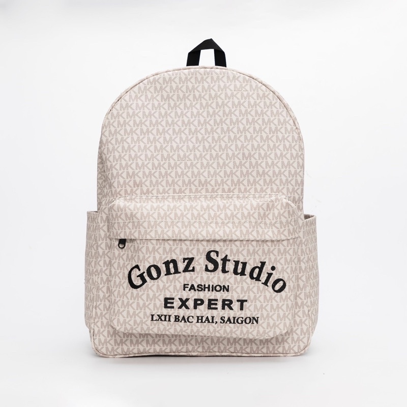 Balo Chất Liệu Da Đi Học Đi Chơi Unisex Chống Nước Backpack Gonz Stuido - Màu Trắng