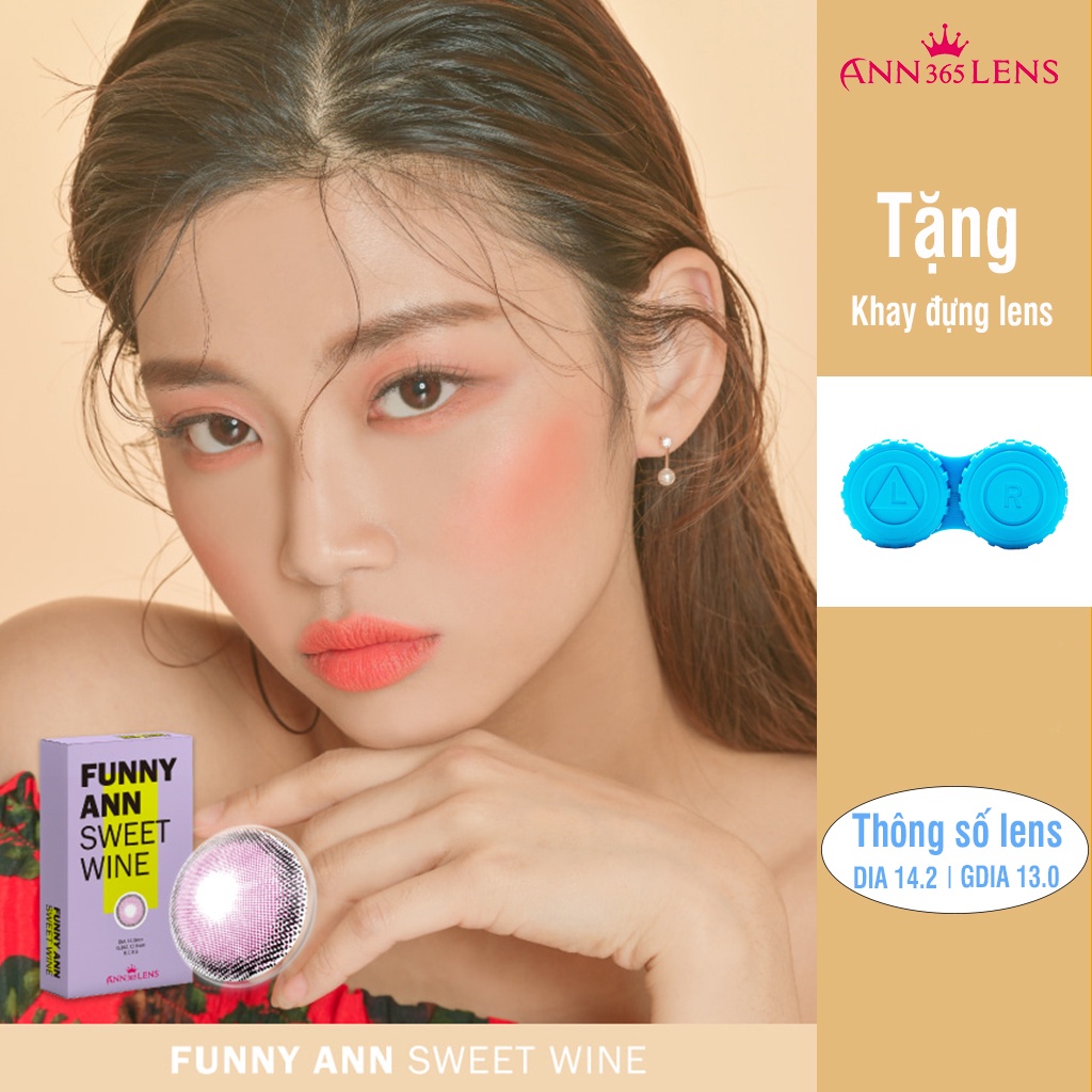 Lens mắt Màu Vang Đỏ Funny Ann Sweet Wine Kính áp tròng ANN365 Hàn Quốc Chính hãng Đeo êm 12h/Ngày