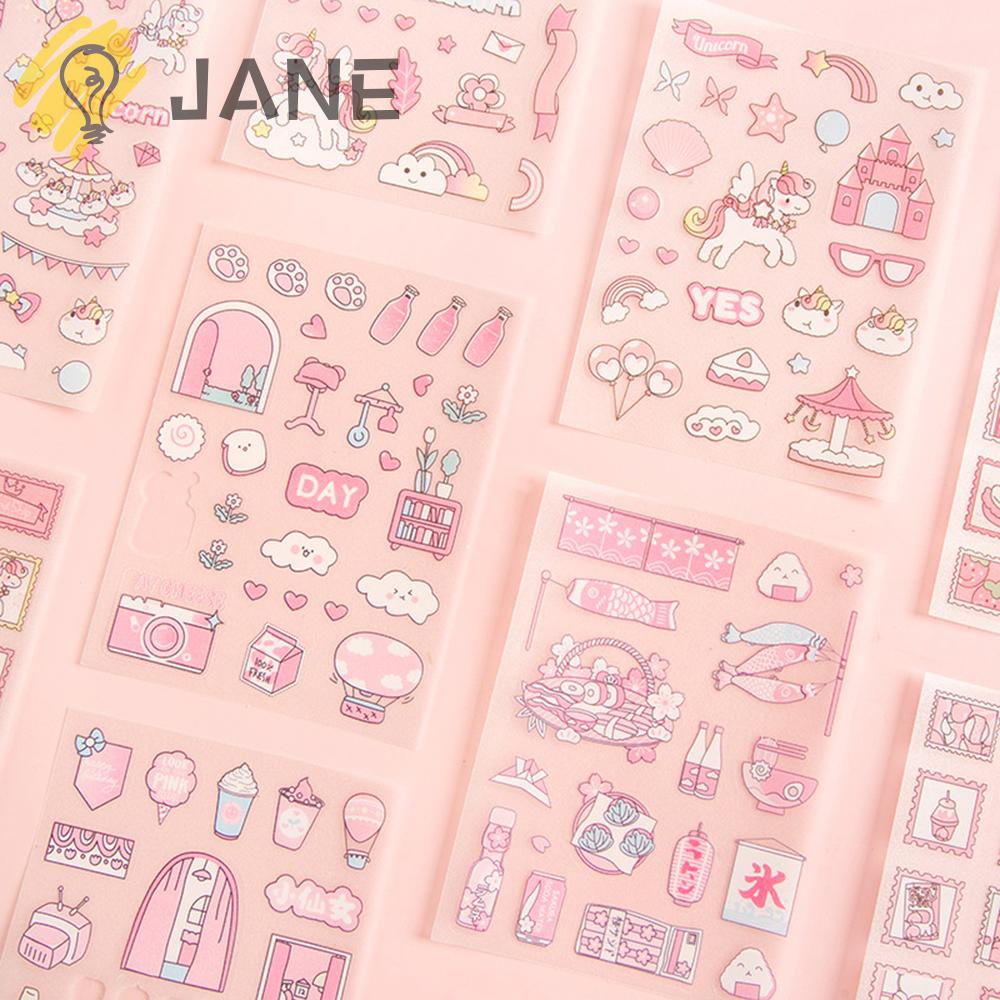 Set 4 miếng dán trang trí đồ thủ công hình nhân vật hoạt hình đáng yêu