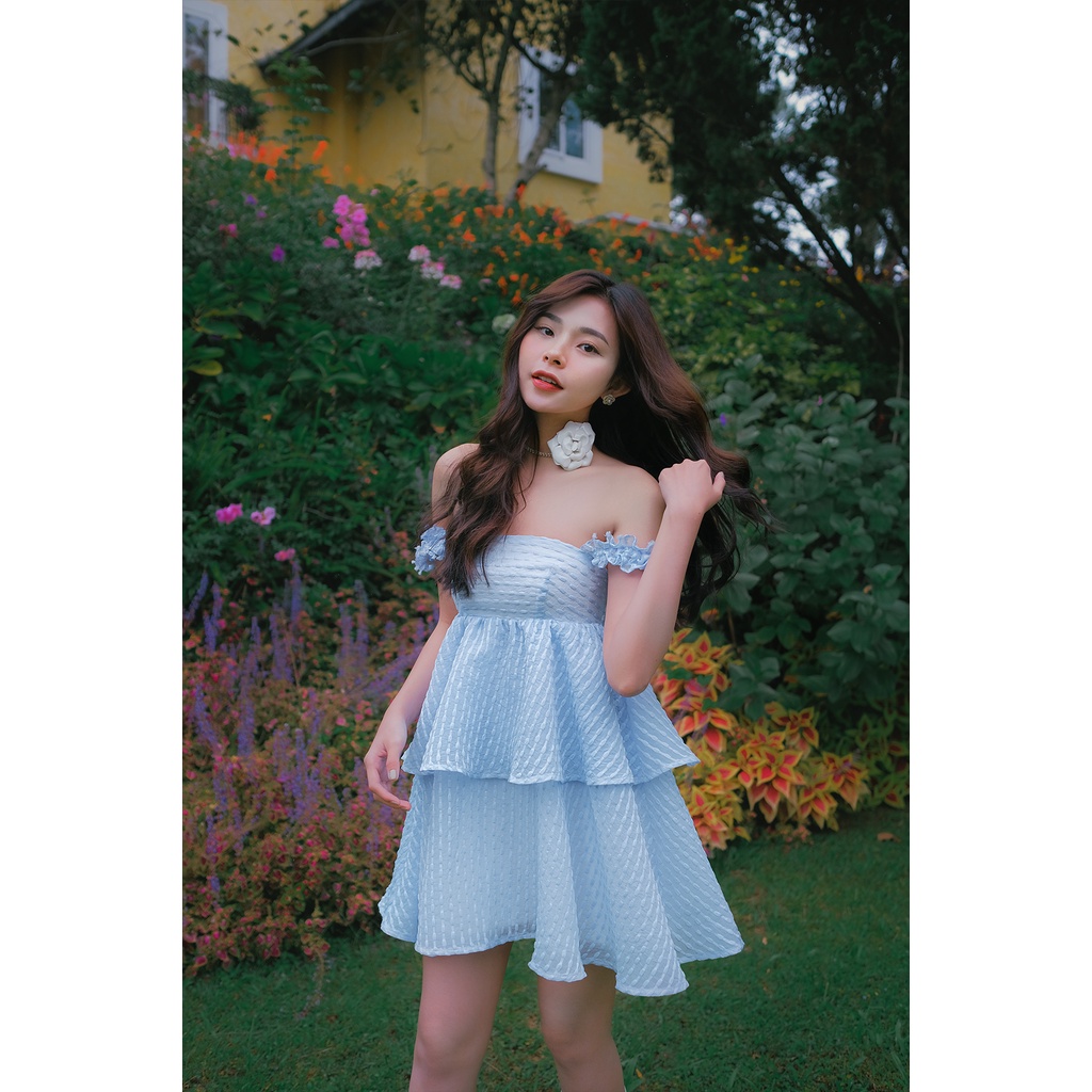 Đầm xoè babydoll Shebyshj 2 tầng màu xanh dương - Lumi Dress