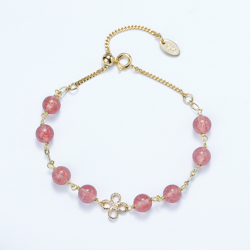 Vòng Đeo Tay Cỏ Bốn Lá Tự Nhiên Màu Xám Nhẹ Nhàng Thiết Kế Sang Trọng Hạnh Phúc Tình Yêu Labradorite