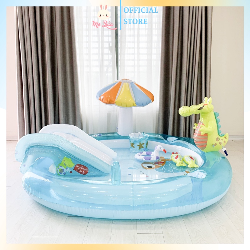 Bể Bơi Phao Cầu Trượt Phun Nước Khủng Long Cho Bé Mới Nhất 2023