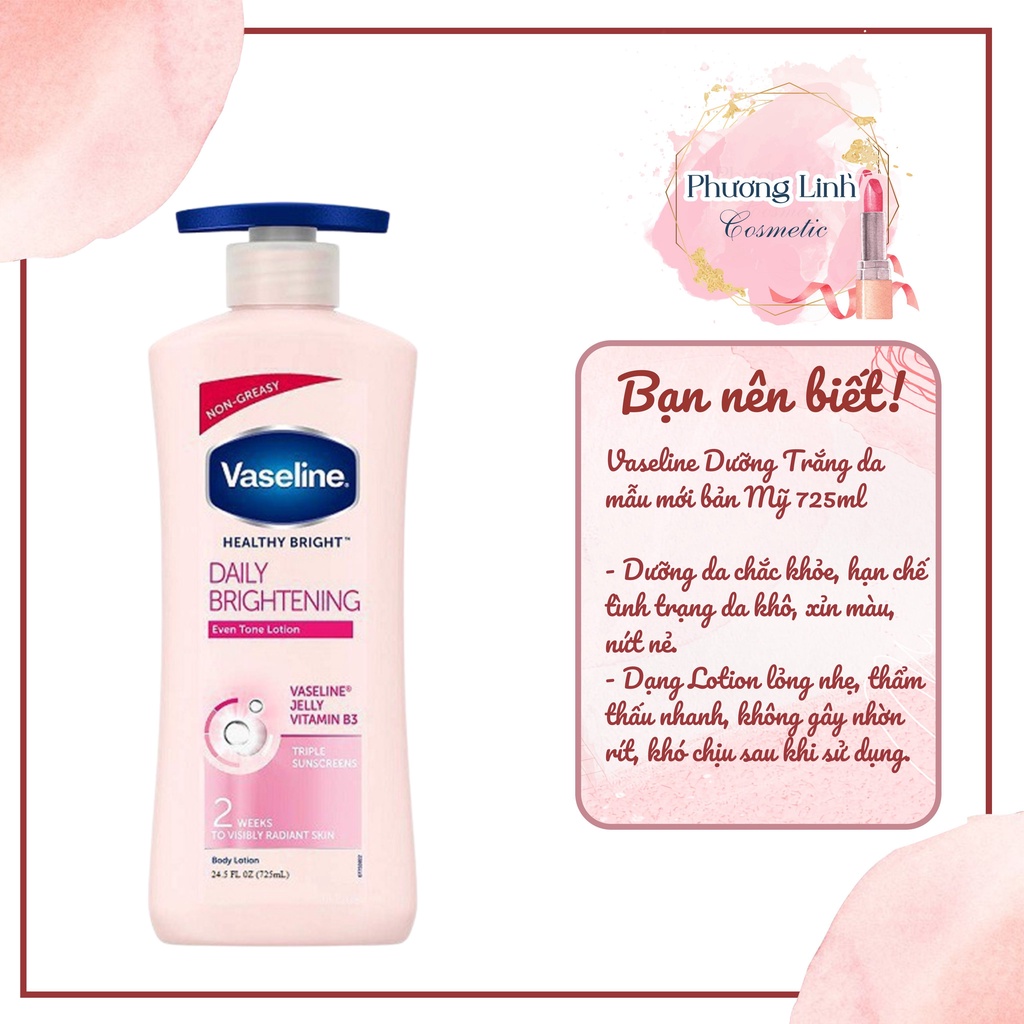 Sữa Dưỡng thể Vaseline 725ml Body Lotion Mỹ trắng da ,mịn màng, cấp ẩm chuyên sâu PL091