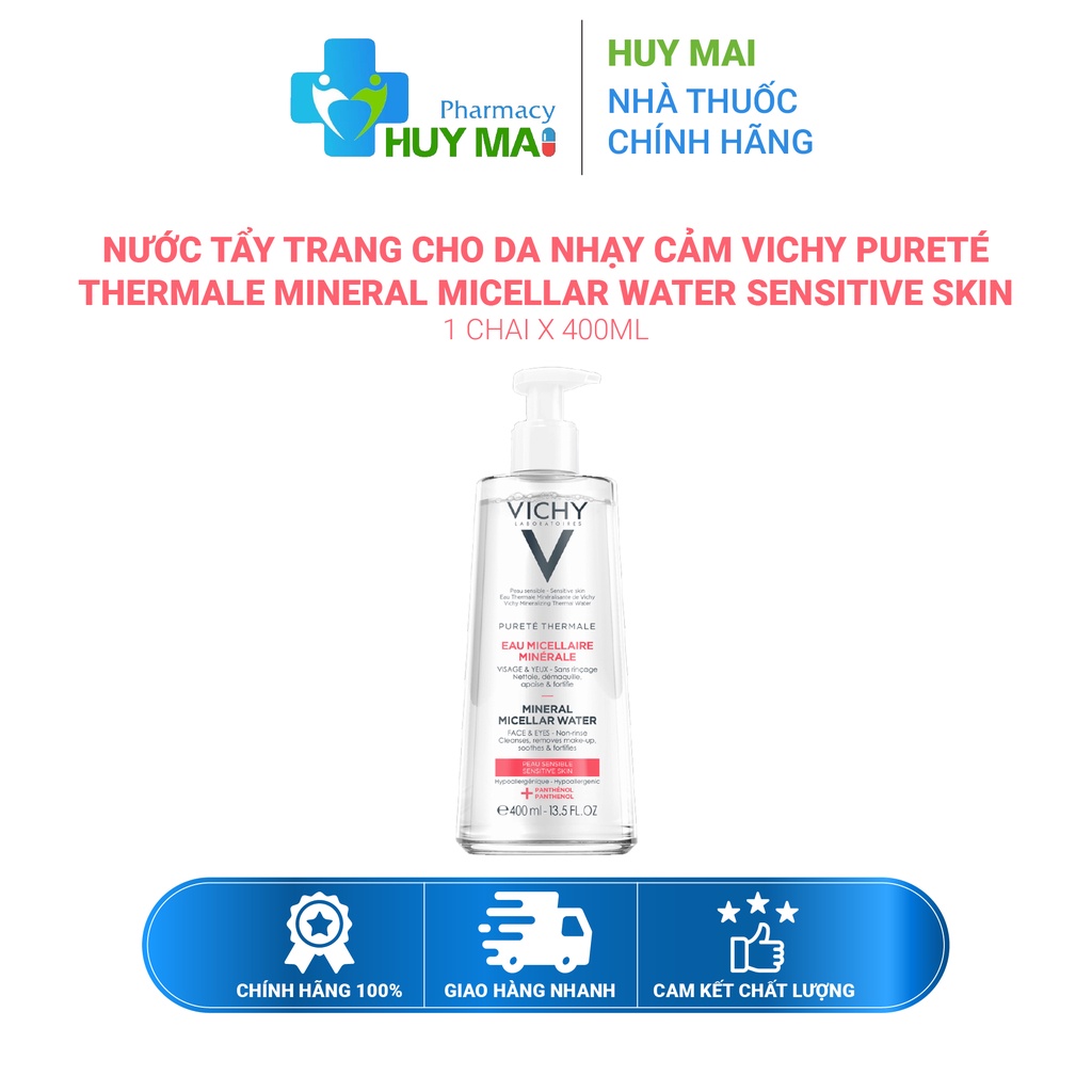 Nước tẩy trang cho da nhạy cảm Vichy Pureté Thermale Mineral Micellar Water Sensitive Skin Chai 400ml