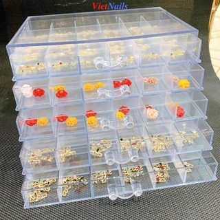 Khay đựng charm nail 3tầng, 5 tầng màu đen, màu trắng - khay meka đựng đá, charm, phụ kiện nail