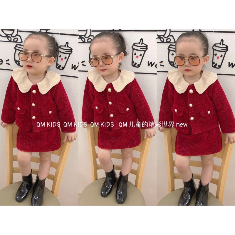 Set váy nhung kim tuyến cao cấp cho bé gái