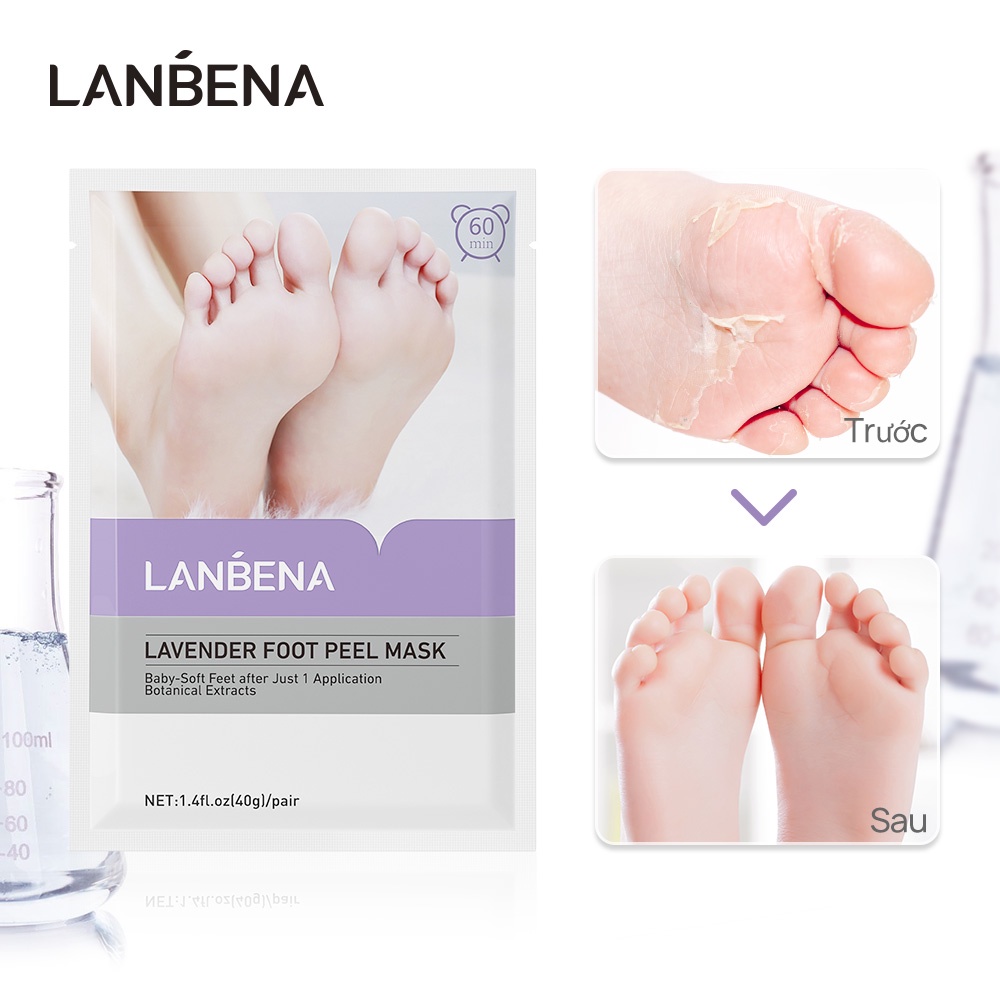 Mặt nạ lột chân LANBENA 40g hoa oải hương tẩy da chết triệt để giảm nếp nhăn cho da mịn màng