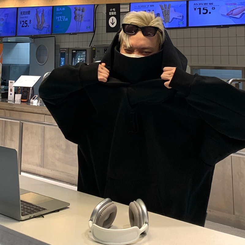 ♞AFF LIGA♞ Áo Hoodie Cổ Cao Dáng Rộng Phong Cách Hàn Quốc Thời Trang Mùa Thu Cho Nam