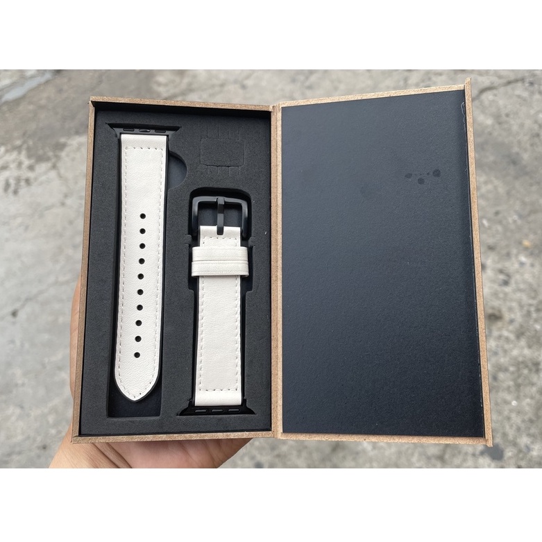 Dây da sáp dầu Vintage cao cấp 40/44/38/42mm kèm hộp gỗ cho Apple watch Series 7 6 SE 5 4 3 2 41mm 45mm