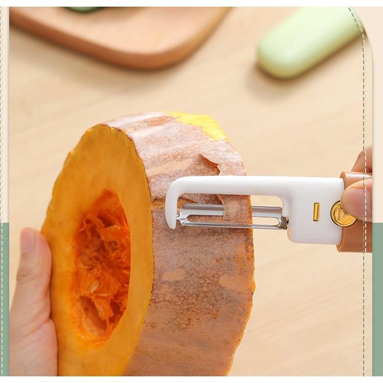 Dao gọt trái cây chất liệu thép không gỉ có nắp đậy, dao gọt vỏ rau củ quả đa chức năng