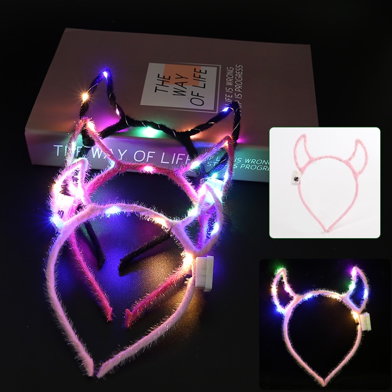 Băng Đô Tai Thỏ Có Đèn LED Màu Sắc Ngẫu Nhiên Dùng Để Trang Trí Tiệc