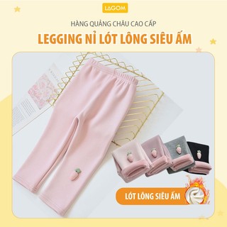 Quần legging bé gái cotton nỉ lót lông dày ấm | quần nỉ cho bé gái hàng quảng châu cao cấp