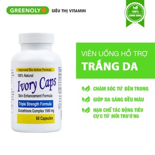 Viên Uống Trắng Da Ivory Caps, Giảm Nám, Tàn Nhang Glutathione 60 Viên