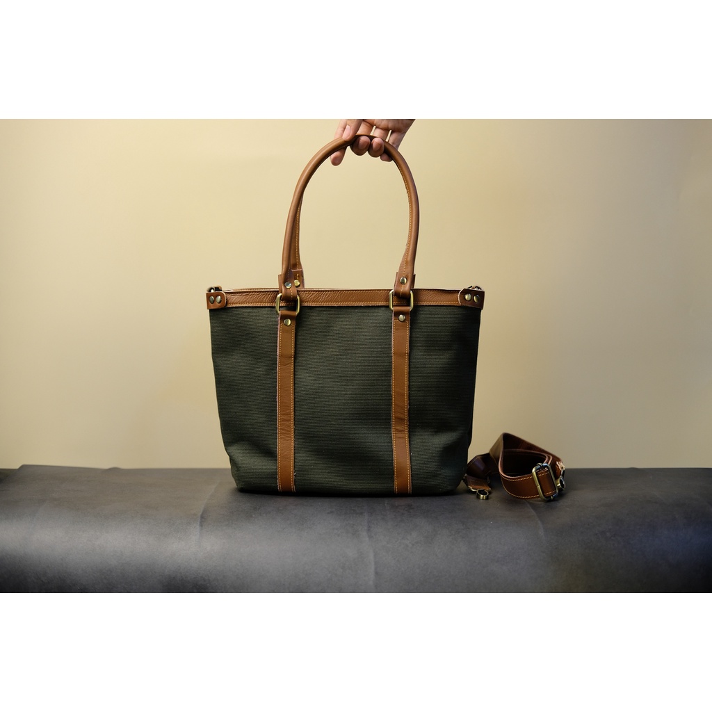 Original Tote V2 - túi tote cao cấp da bò phối vải canvas