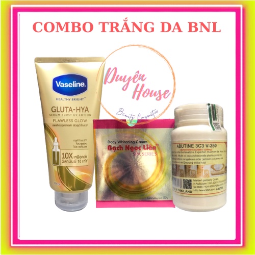 Combo dưỡng trắng da BNL + Vaseline tặng kèm que trộn kem