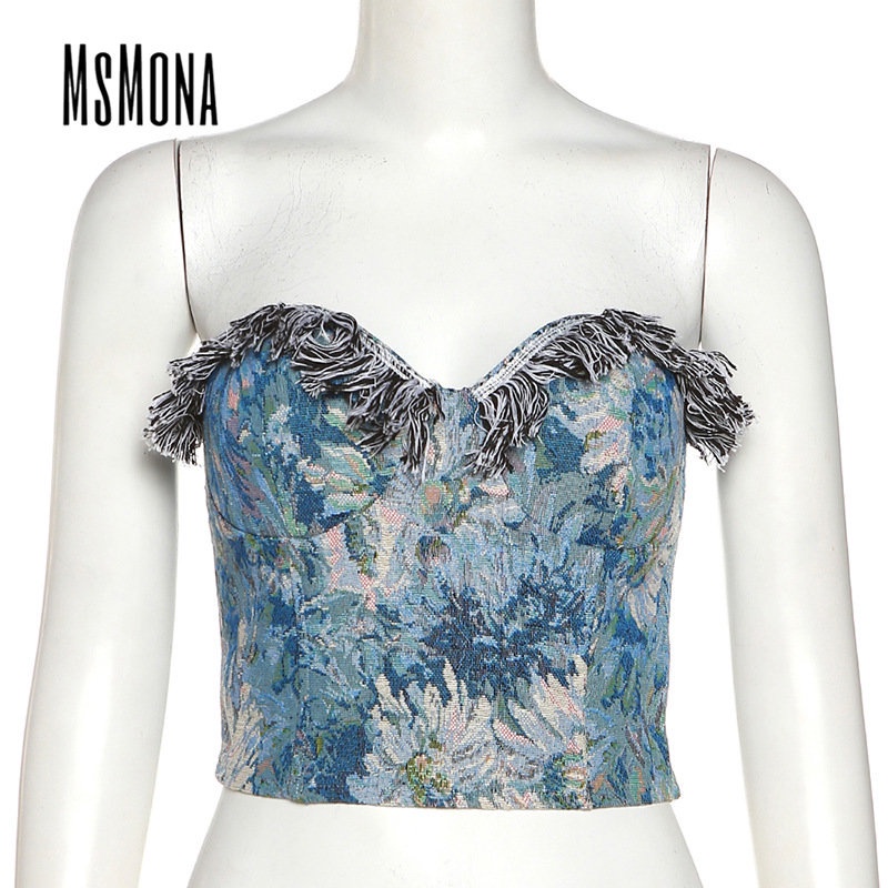 MsMona Áo Ống Dáng Ôm Hở Vai In Họa Tiết Nhiều Màu Sắc Thời Trang 2022 Quyến Rũ Dành Cho Nữ