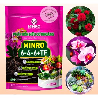 Phân bón hữu cơ khoáng MINRO 6 4 6 +TE kháng nấm rễ cải tạo đất chuyên lan hồng cây cảnh