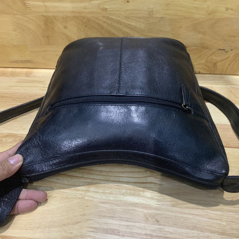 Túi đeo chéo nam nữ da mộc dày da thật secondhand  06231122