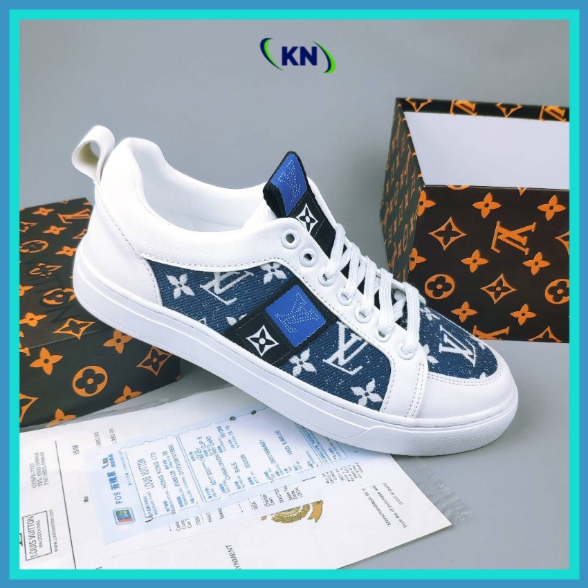 Giày LV Vá Bò Thêu chữ Luonvuituoi Hot Trend 4 Màu, Phong Cánh Trẻ Trung