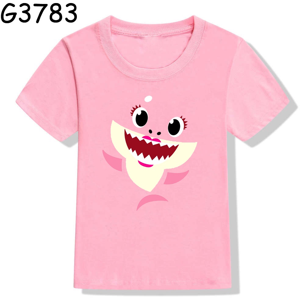 Bé Cá Mập Hoạt Hình Áo Bé Gái Bé Trai Áo Có Sẵn Hoạt Hình Cô Gái Cá Mập Và Bé Trai Hoạt Hình Áo Ngộ nghĩnh Trẻ Em Mùa Hè Tay Ngắn Áo Tee Trẻ Em Nhân Quả Áo Sơ Mi
