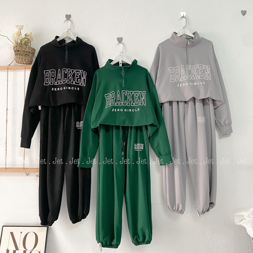 Set đồ nỉ form rộng áo kiểu mix quần ống boom cá tính đường phố peonyb đẹp