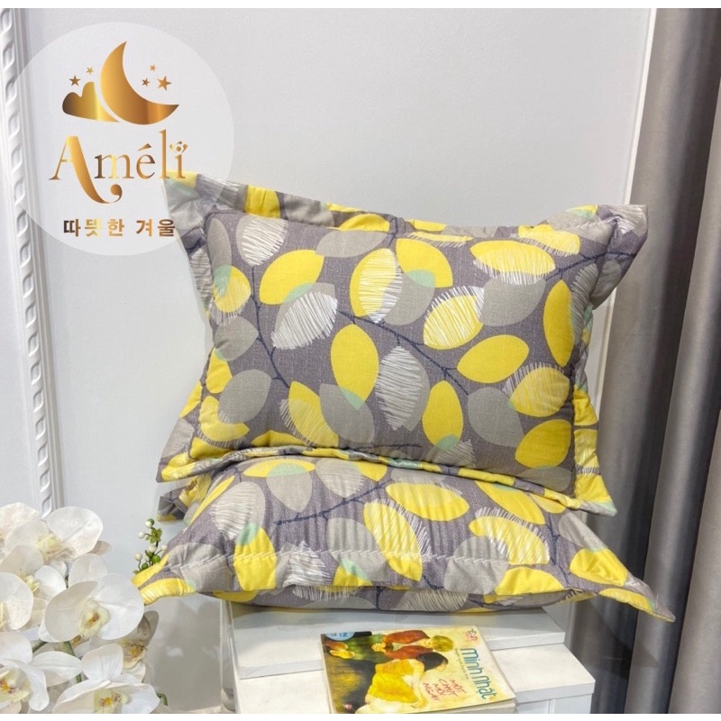 Vỏ gối nằm 45x65 cotton lụa Hàn 100% ,1 đôi áo gối trần bông lót bên trong có khóa kéo săn tại Sam-Store