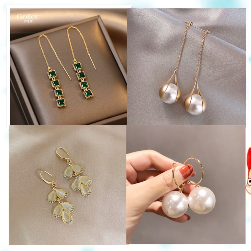 Bông Tai Mạ Bạc 925 Dáng Dài Đính Ngọc Trai Nhiều Kiểu Dáng Cá Tính