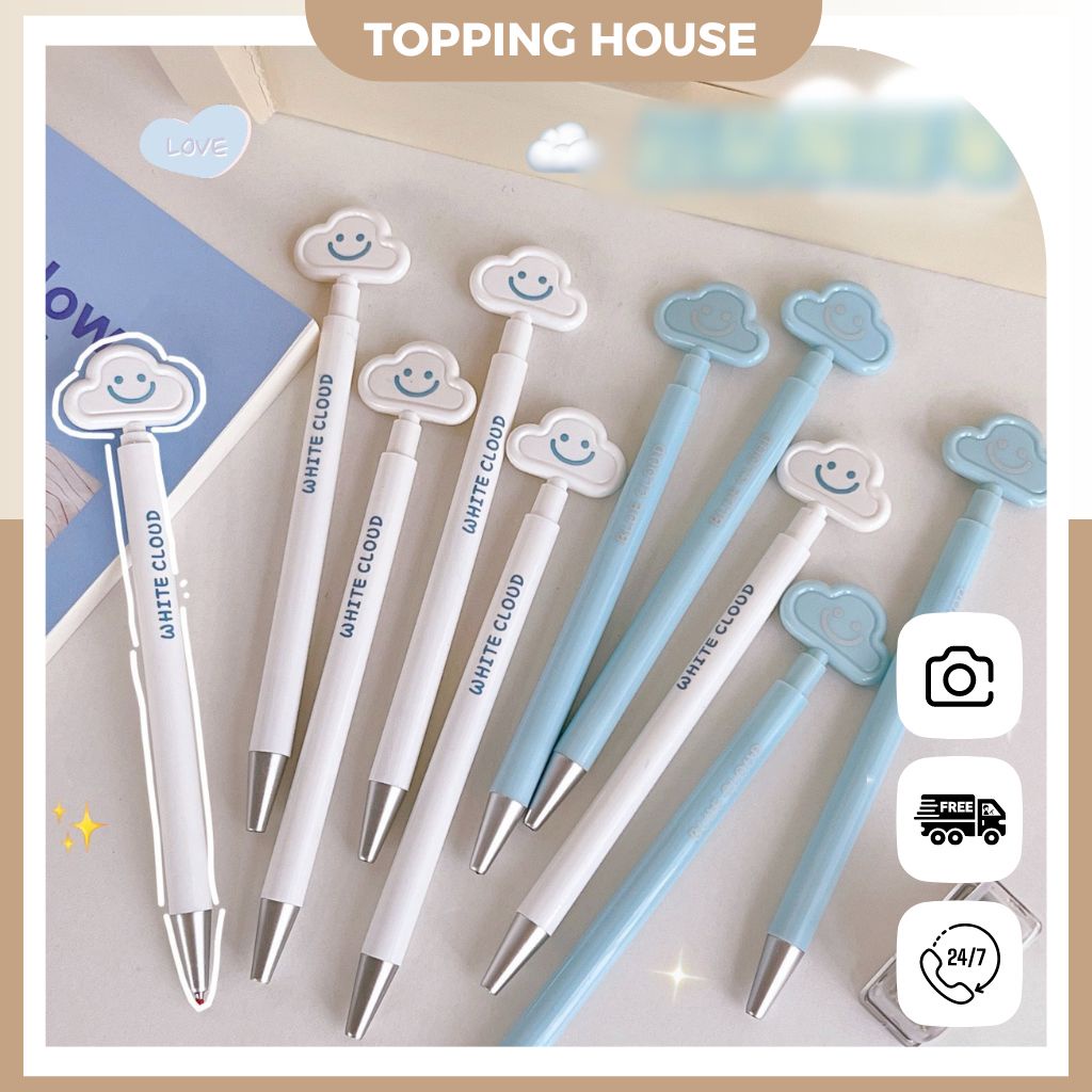 Bút Bi Mực Gel Bấm Hình Đám Mây Nét Ngòi 0.5mm Cho Học Sinh/Văn Phòng - DC36 - Topping House
