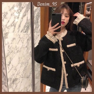 Áo khoác dạ tweed phối viền