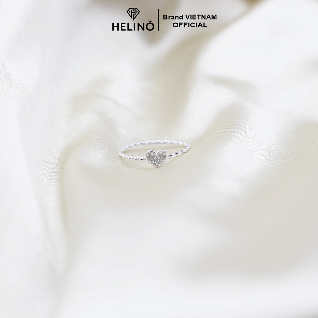 Nhẫn bạc HELINO xoắn mảnh hình trái tim nhỏ mini heart đính đá N13
