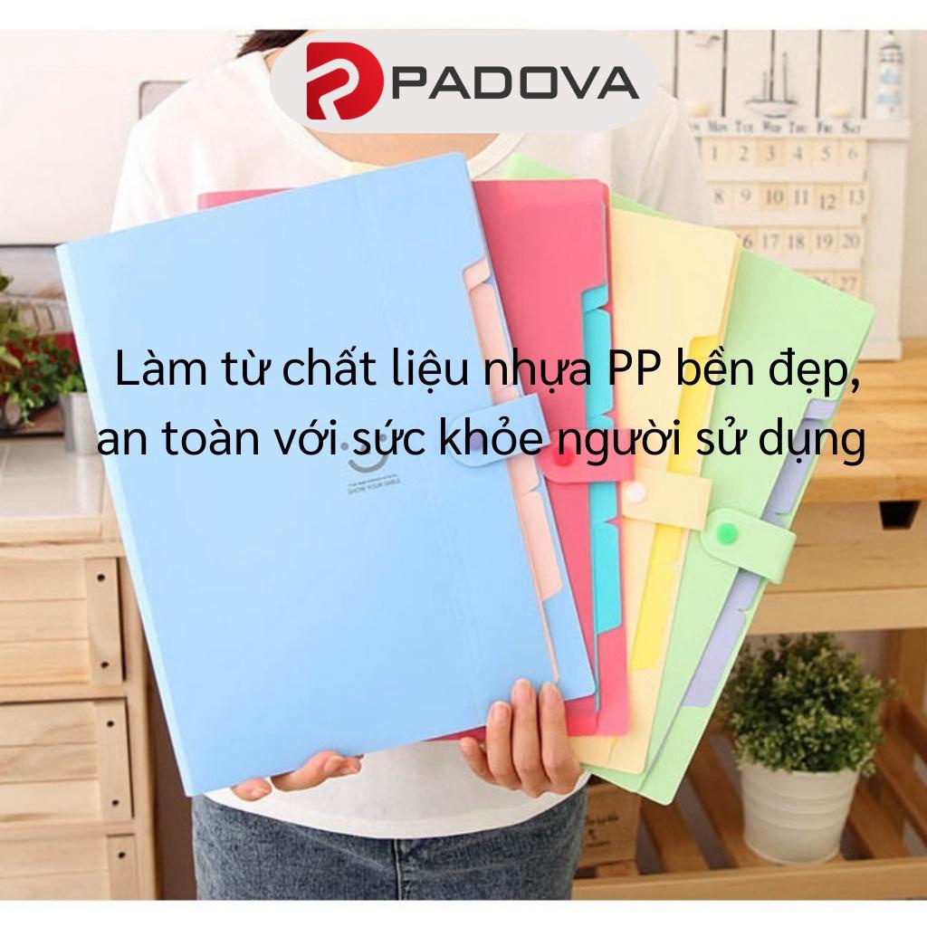 Túi Đựng Tài Liệu, Hồ Sơ Giấy A4 5 Ngăn Nhựa Cứng Văn Phòng Phẩm PADOVA 9066