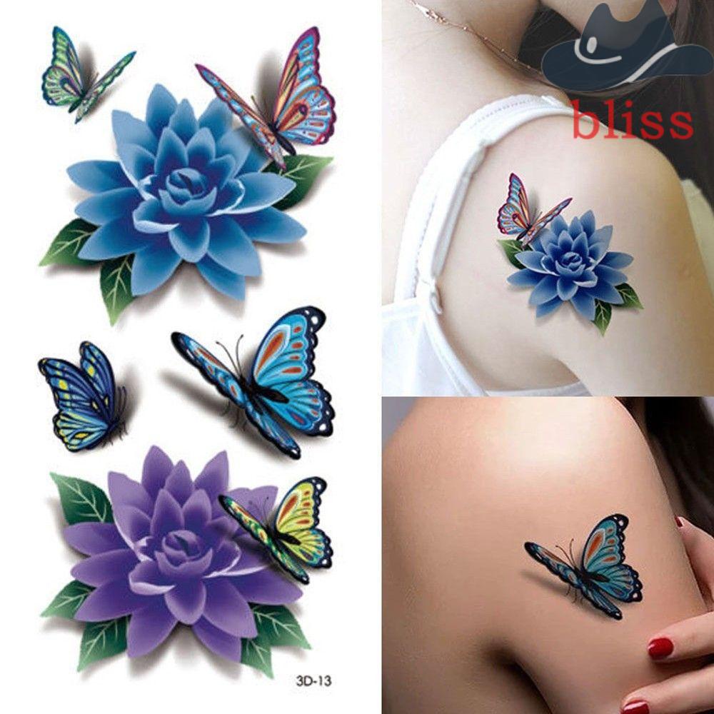 Set 3 Hình Xăm Dán Ngực Hình Bướm 3D Chống Nước Quyến Rũ Cho Nữ