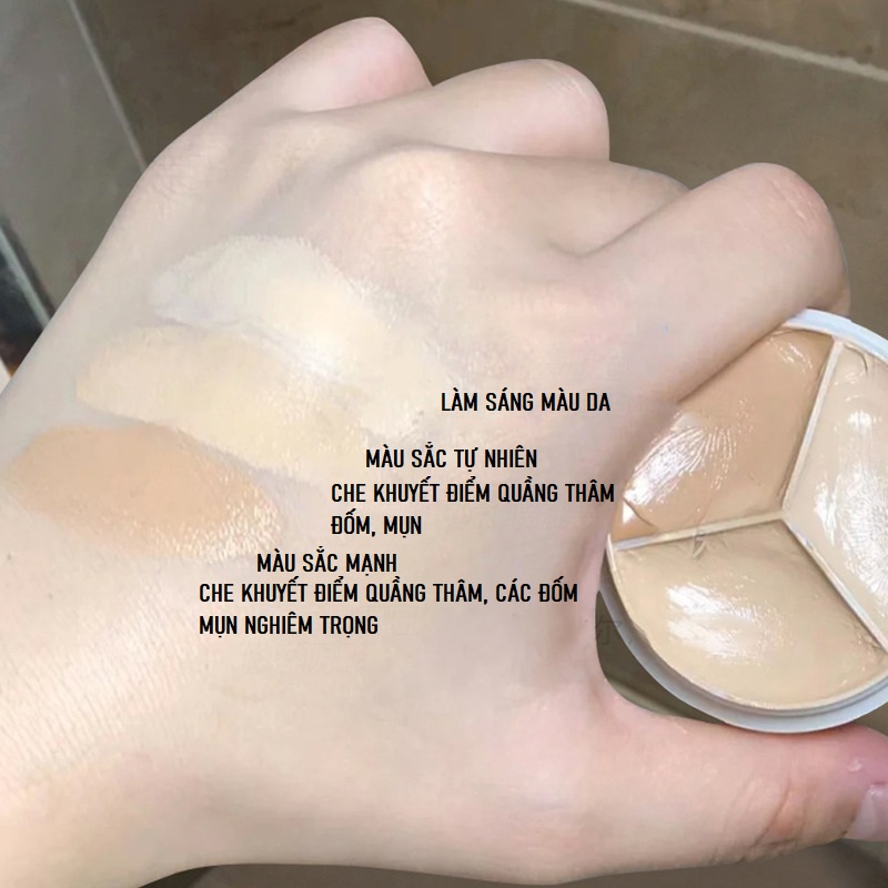 Bảng Che Khuyết Điểm Và Tạo Khối 3 Màu SweetMint Mỏng Nhẹ Tự Nhiên, Độ Che Phủ Mạnh Mẽ Làm Đều Màu Da, Che Phủ Các Vết