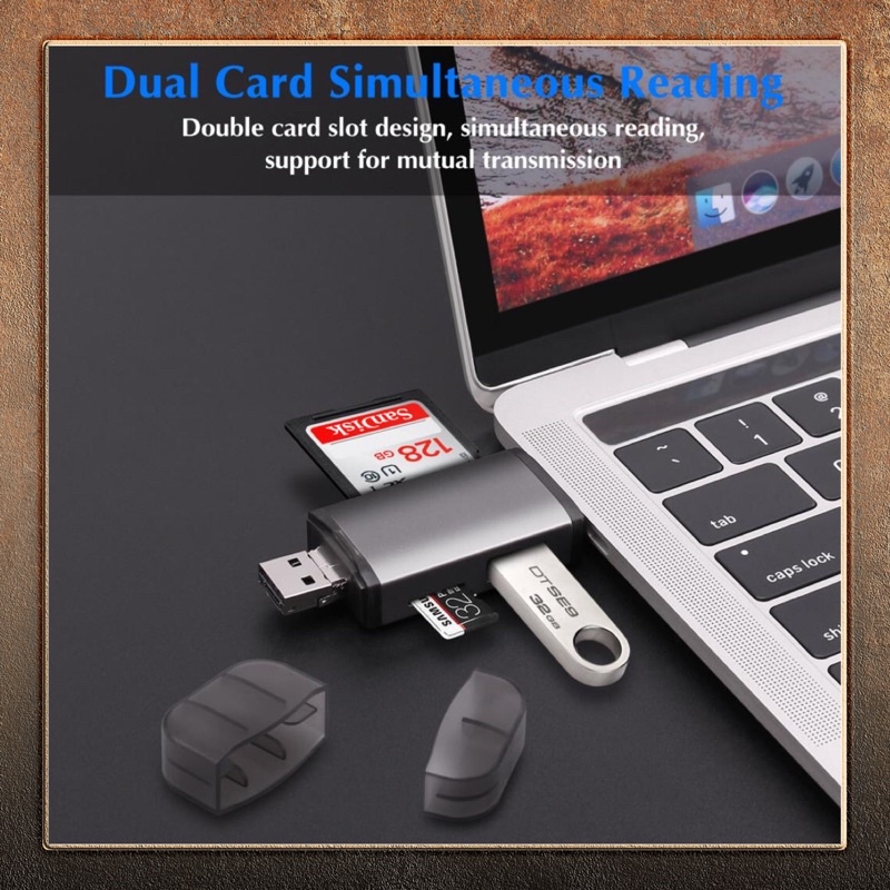 Đầu đọc thẻ nhớ SD/TF cổng kết nối USB, Type C, Micro 3 In 1 chất lượng cao, thương hiệu GOOJODOQ