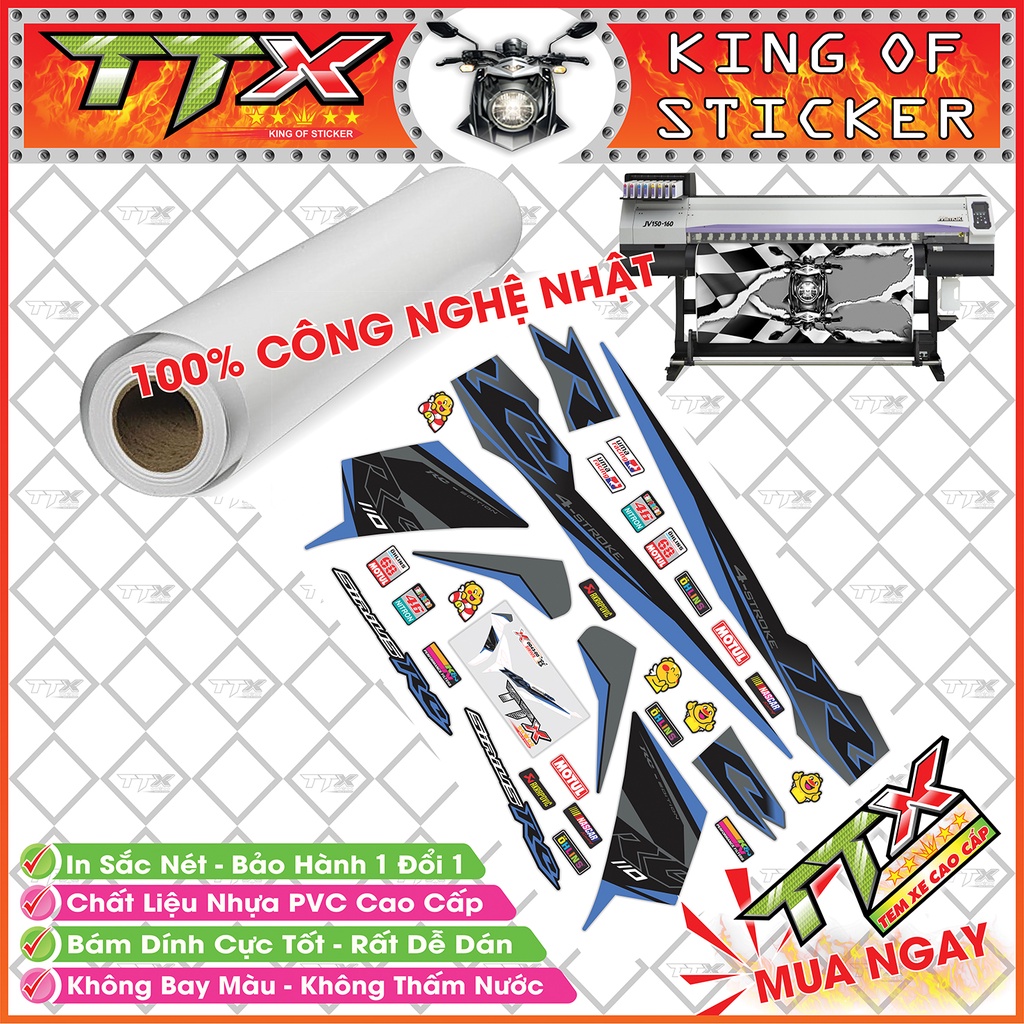Team sirius 50 - 110 rc xám xanh đen tuyệt đẹp - Mẫu mới tem sirius rc - TTX Shop mã