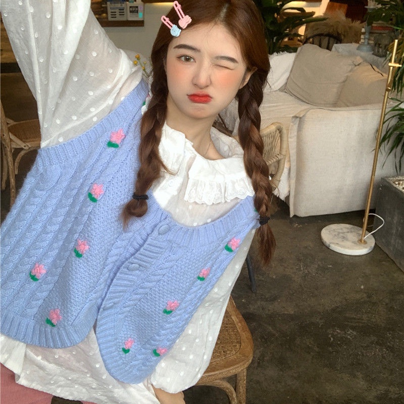 Áo Len Không Tay Dáng Rộng Thiết Kế Mới Thời Trang Theo Phong Cách Vintage Dành Cho Nữ