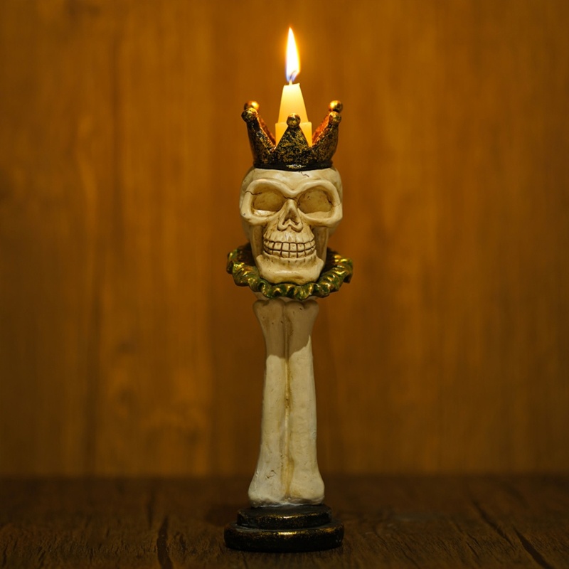 Giá Đỡ Nến Hình Đầu Lâu / Vương Miện Bằng Resin Độc Đáo Dùng Trang