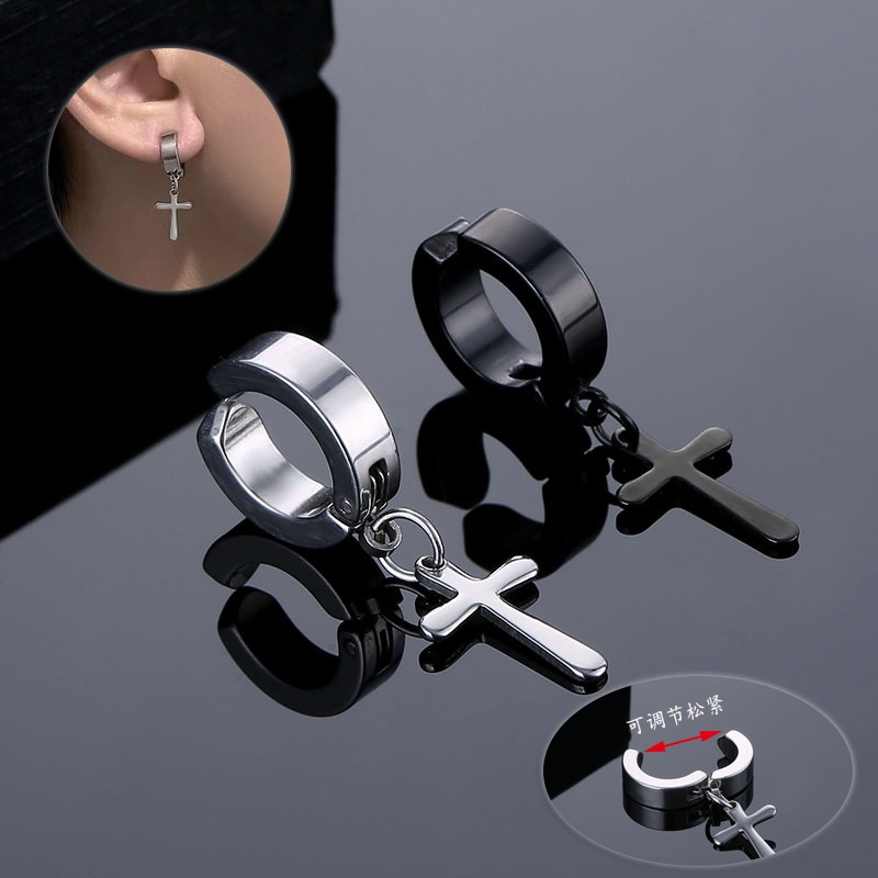 Hip - Khuyên Tai Dạng Kẹp Không Cần Xỏ Lỗ Bằng Thép Titan Màu Đen Dành Cho Nam Và Nữ Sinh Viên Nam Và Nữ