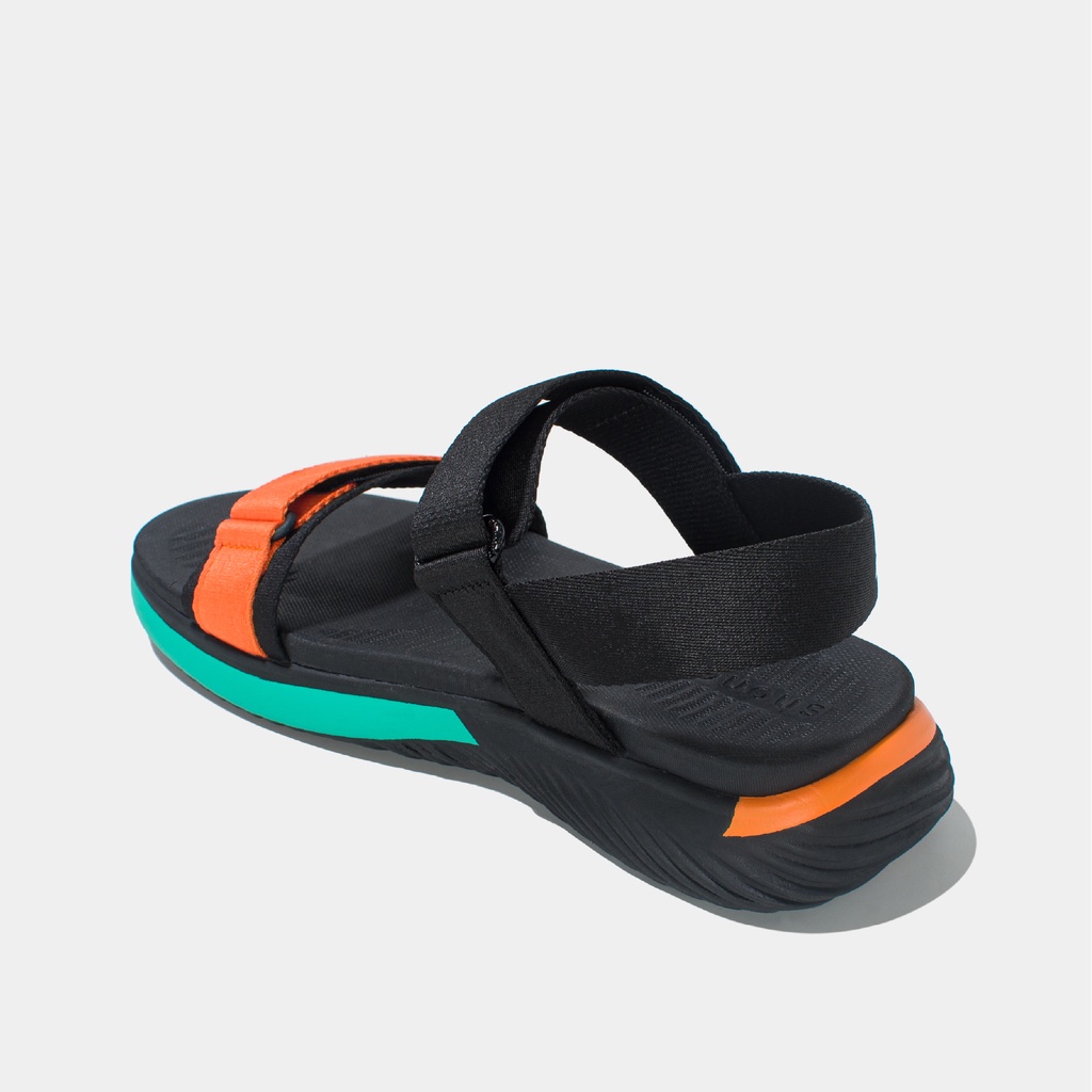 Giày Sandals Nam Nữ Shondo F7 Continew Đế Đen Phối Quai Cam F7N1012