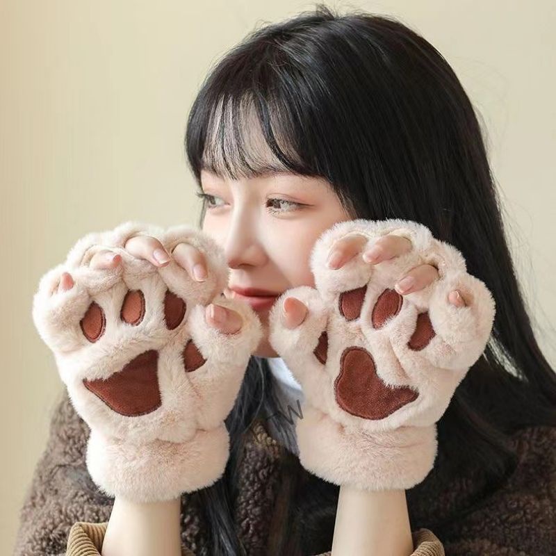 Găng Tay Lông Xù Hở Ngón Thời Trang Thu Đông Dễ Thương Dành Cho Nam Và Nữ
