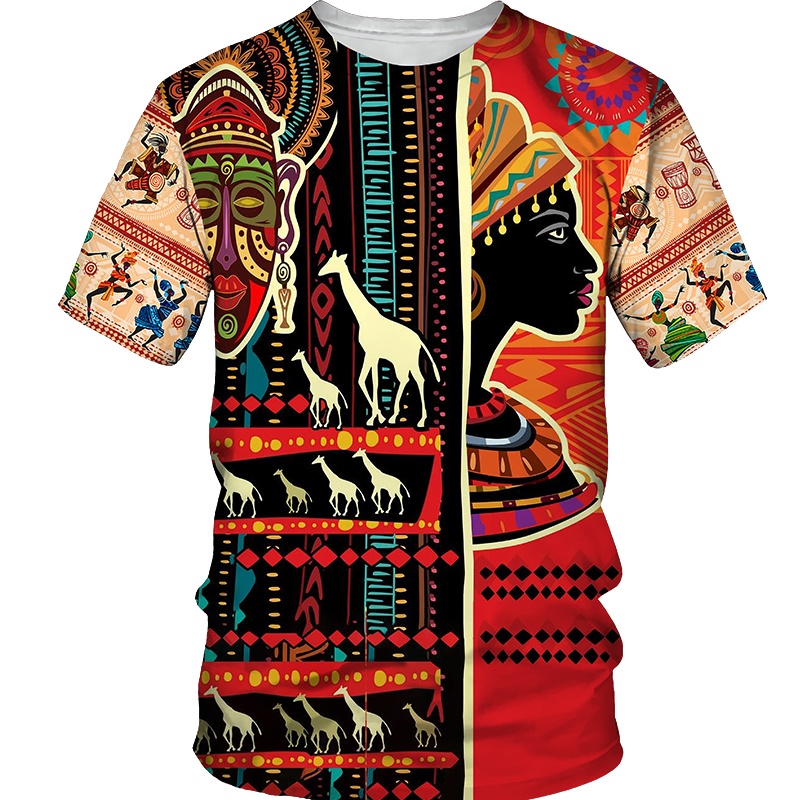 Áo Thun Ngắn Tay Cỡ Lớn In Họa Tiết Thổ Cẩm Kiểu Châu Phi Dashiki Thời Trang Mùa Hè Cho Các Cặp Đôi