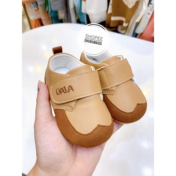 Giầy dép tập đi Uala rogo quai dán mềm mại, đế mềm hoạ tiết cho bé trai gái