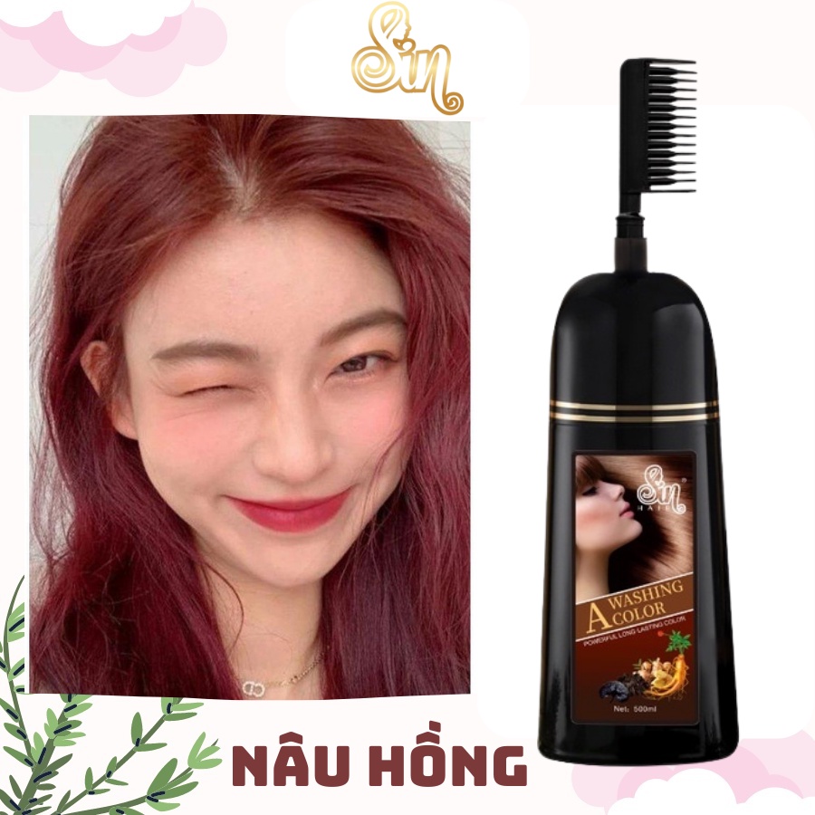 Dầu Gội Đổi Màu Tóc NÂU HỒNG (pink brown) Sinhair Chính Hãng 500ml