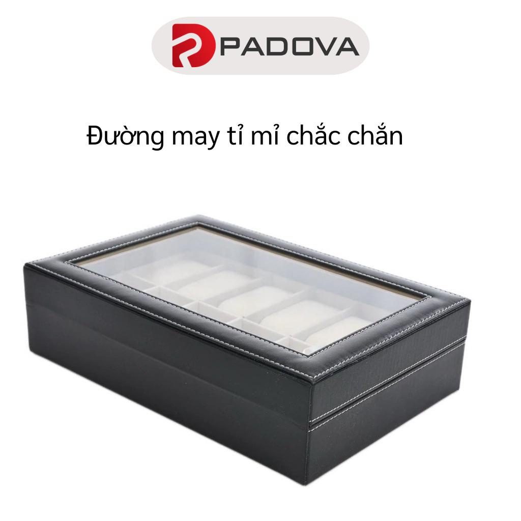 Hộp Đựng Và Trưng Bày Đồng Hồ 10 Ngăn, Bọc Da Pu Có Khóa Chốt Chống Trộm PADOVA 8748