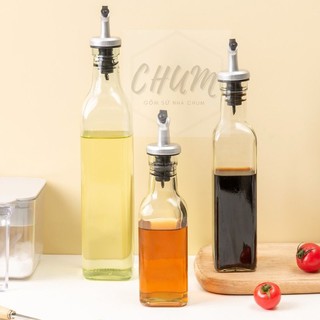 Chai rót dầu ăn , rót dầu để bàn , nước mắm , gia vị , thủy tinh dáng vuông dung tích 500ml THL02